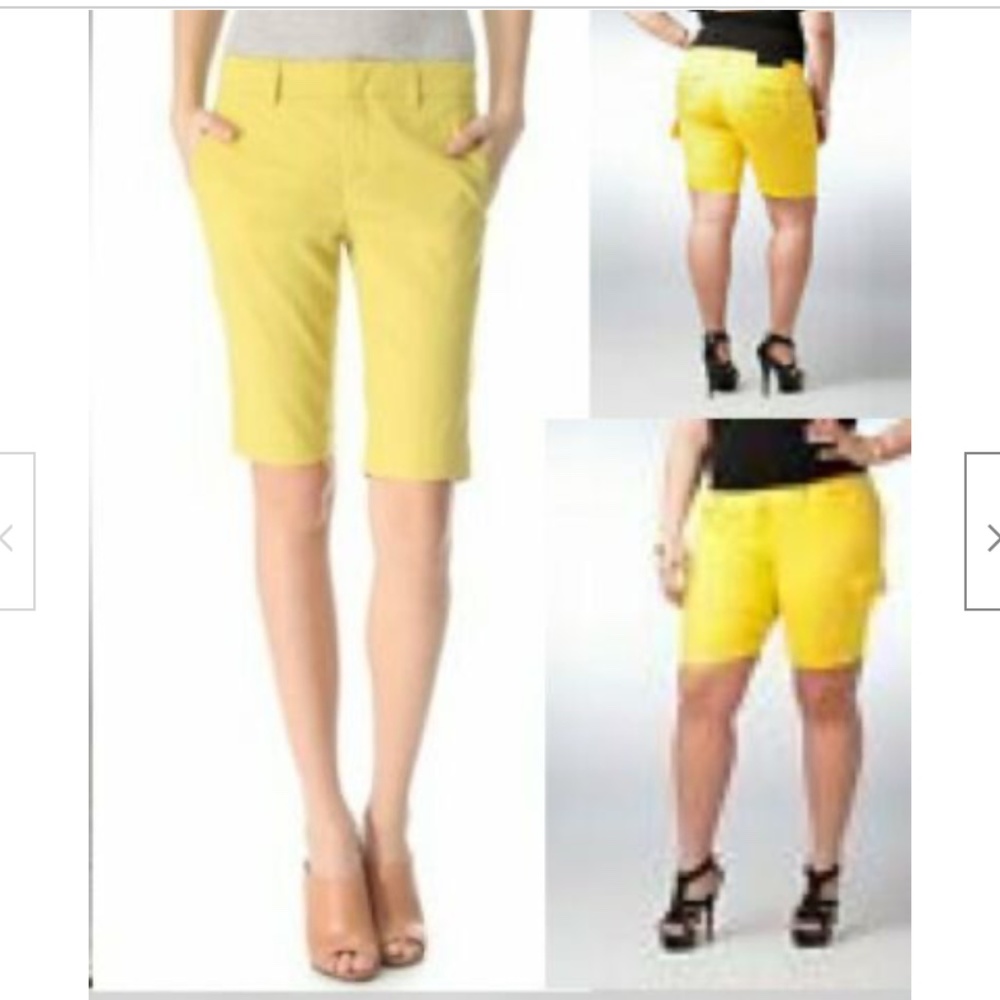 NEW DEREON Bermuda Yellow  Cargo STRETCH  Poplin Shorts 24 PLUS SIZE